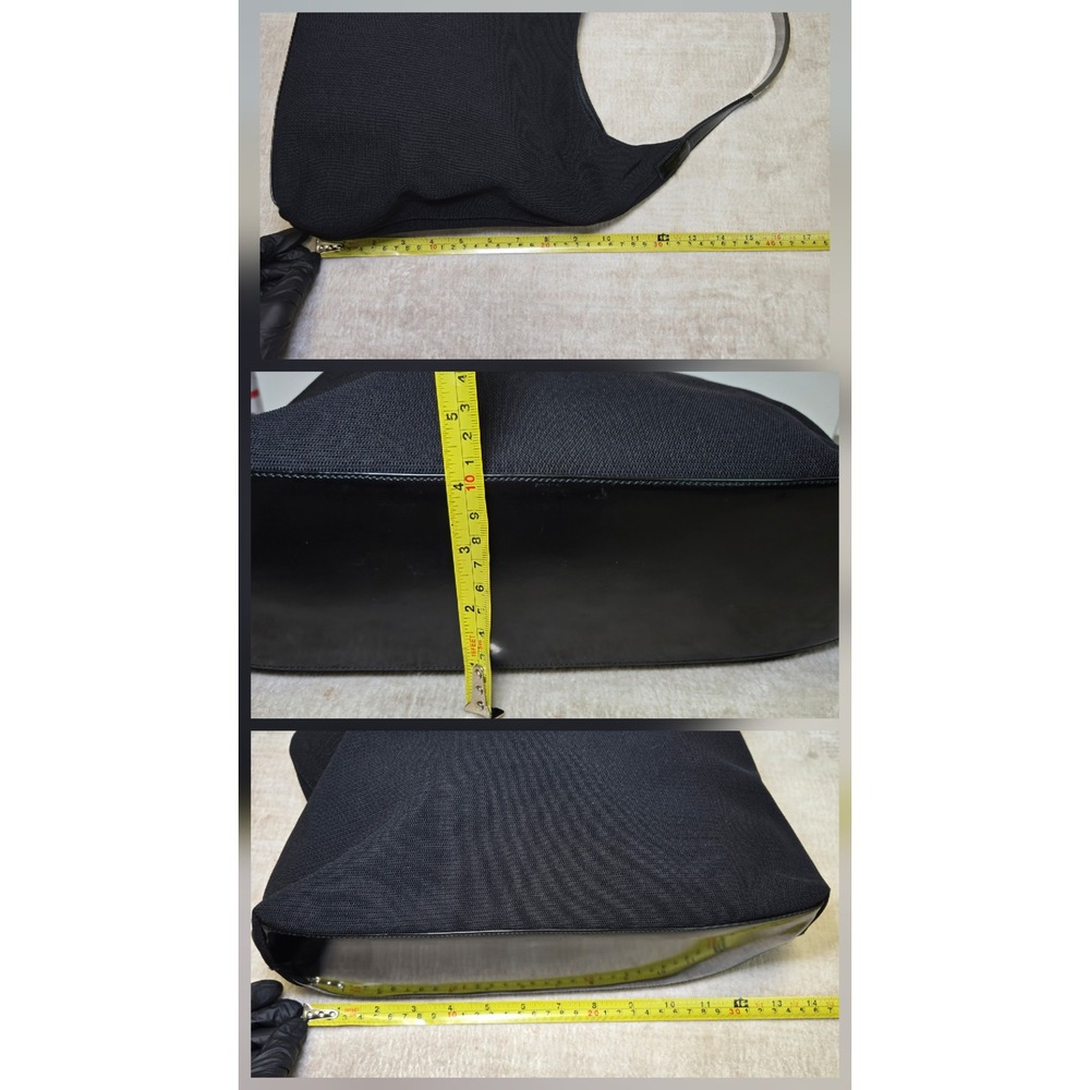 Gucci Black Canvas Hobo Bag Metal Handle Patent Leather Trim - Picture 9 of 11